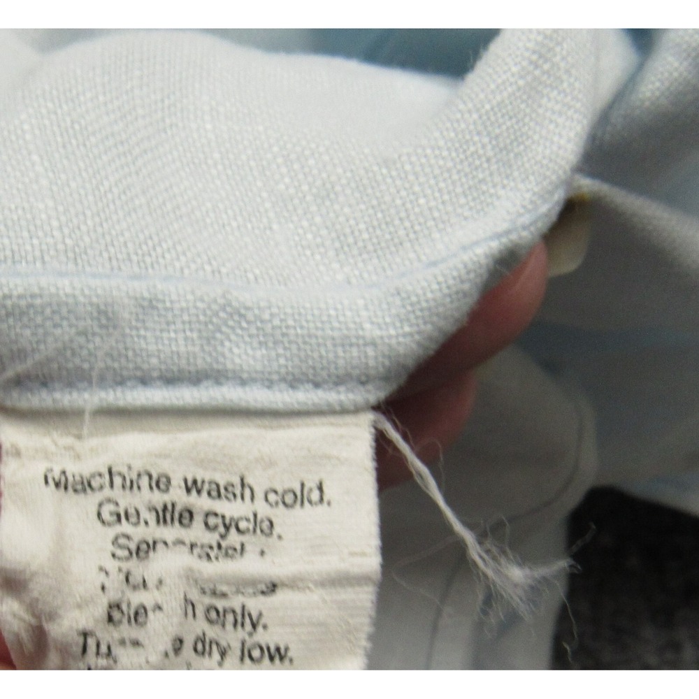 Vintage J Crew Shirt Mens Extra Large 17.5 18 Light Blue Solid Linen Relaxed Fit - Picture 10 of 10